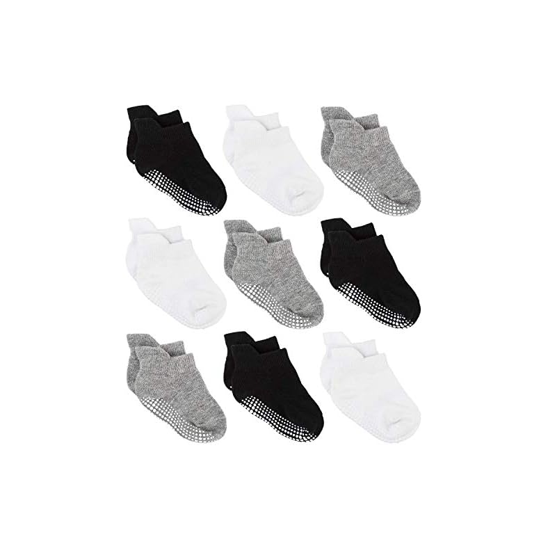 Zaples Baby Non Slip Grip Ankle Socks with Non Skid Soles for Infants Toddlers Kids Boys Girls