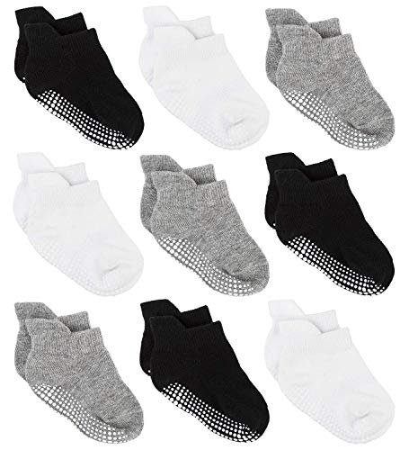 Zaples Baby Non Slip Grip Ankle Socks with Non Skid Soles for Infants Toddlers Kids Boys Girls