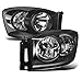 ZMAUTOPARTS Dodge Ram 1500 2500 3500 Pickup Truck Crystal Headlights Lamp Black Set