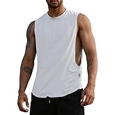 QOSOQ Mens Gym Sleeveless Tank Top Workout Muscle Shirt Cut Open Quick Dry Bodybuilding Vest 1/3 Pack