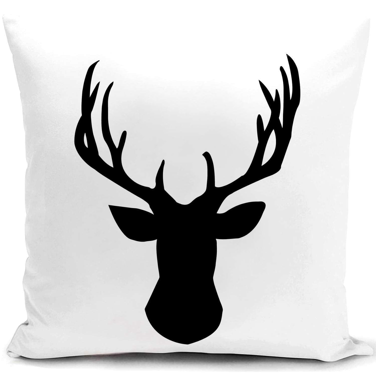 HUASHUZI Stag Cushion Cover Throw Pillow Cover Stag Head Ornament Gifts Home Deer Decorate for Livingroom Couch Bed Sofa Decor Pillow Case 18"x18"(45x45cm)