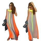 Lisli Women's Summer Boho Long Maxi Dress Evening Cocktail Party Beach Chiffon Dresses (L)