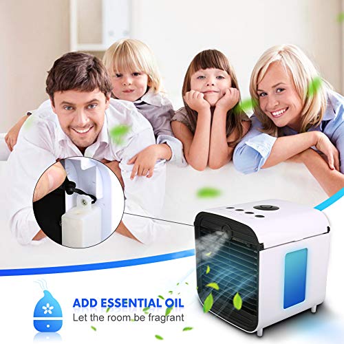 Onewell 2019 Portable Air Conditioner Fan,4 in1 Personal Mini Arctic Evaporative Air Cooler Desktop Cooling Fan with 7 Colors LED Backlight,Humidifier Zen Air Circulator Cooler for Home/Office/Bedroom