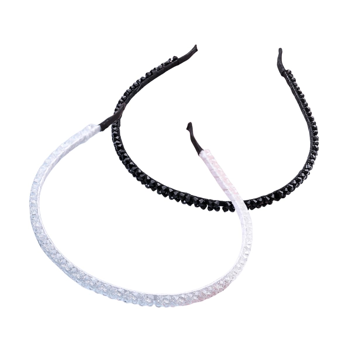 scicent Headband Rhinestone Sparkle Silver Diamond Head Band Crystal Bead Embellished Hairbands for Women Girls 2 Pieces (Black+White) - 19612 — image 1