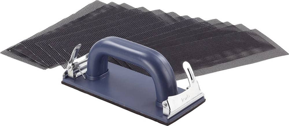 kwb 11-Piece Hand Sander Set with Clamping Device and Abrasive Mesh 93x230 mm, 10 pcs.