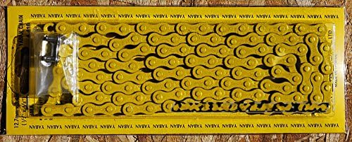 Made In Taiwan! YABAN COLORED BICYCLE CHAIN - All Yellow, 1/2"X1/8" X 112L, FOR SINGLE 1-SPEED, FIXIE FIXED GEAR ROAD BIKES AND BEACH CRUISER BIKES
