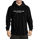 Verdusa Men's Fuzzy Pullover Hoodie Long Sleeve Letter Embroidery Hooded Sweatshirt