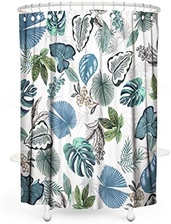 YAXIUFEN 44 Styles 3D Printing Bathroom Flower Shower Curtain Art Print Polyester Fabric Waterproof Machine Washable Included Hooks 71x71inch (Green)