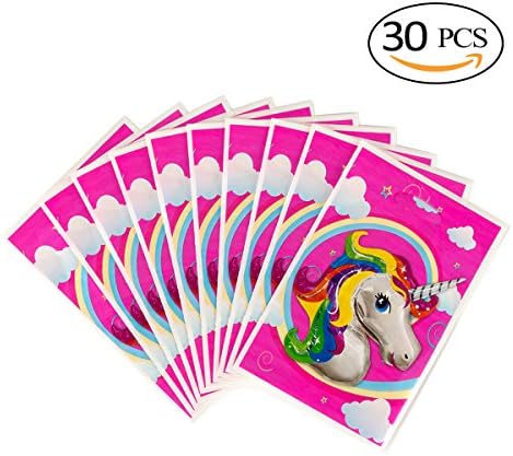 Joylish 30 PCS Unicorn Party Favors Goodie Bags - Plastic Treat Bags Loot Bags for Gifts with Handles