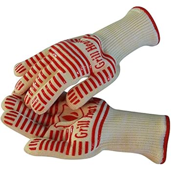 Extreme 932°F Heat Resistant - Light-Weight, Flexible BBQ Gloves - 100% Cotton Lining for Super Comfort. Red, One Size.