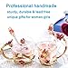 Tea Cups Coffee Mug with Lid Spoon for Women Girls, Lead Free Durable Handmade Rose Flower Glass Mug Cups