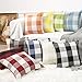 Anickal Set of 2 Beige and White Buffalo Check Plaid Pillow Covers Farmhouse Rustic Decorative Square Throw Pillow Covers Cushion Case 18x18 Inch for Home Sofa Couch Decor