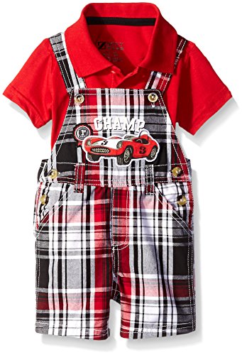 Boyzwear boys  2 piece shortall set with polo, red, 12 months
