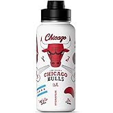 Hydrapeak x NBA Officially Licensed Chicago Bulls 32oz Active Water Bottle Chug Lid Stainless Steel Reusable Double Wall Celebrating The City Of Chicago