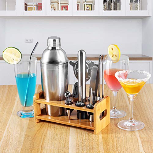 Cocktail-Set Cocktail-Shaker-Set mit Ständer, Edelstahl-Bar-Werkzeug-Set, Barkeeper-Kit mit Cocktailbuch, Heim-Bar… – Bild 4