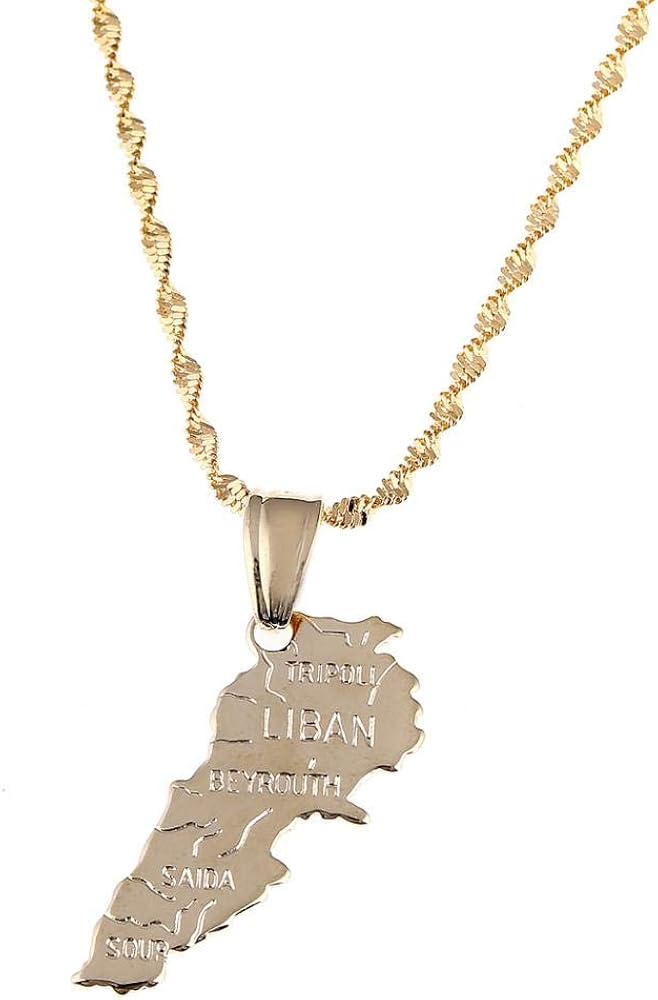 Amaxer Israel Palästina Karte Halskette - Edelstahl Anhänger Mit Landkarte