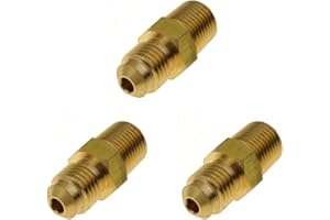 HongBoW Hardware 3Pcs Brass Flare Tube Fitting, Half-Union Fitting, 1/4 inches Flare x 1/8 NPT Male Pipe ( NPT Thread Diameter:0.44 inches )