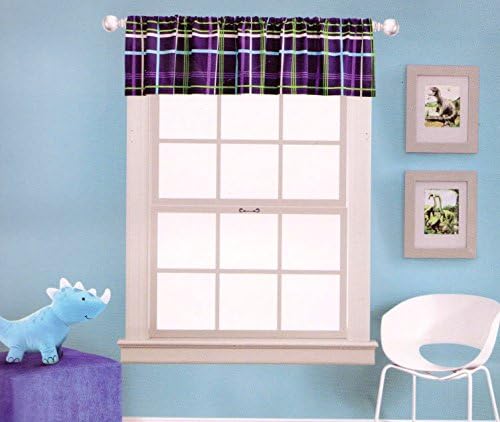 Kas Kids Dino Blue Plaid Window Valance -