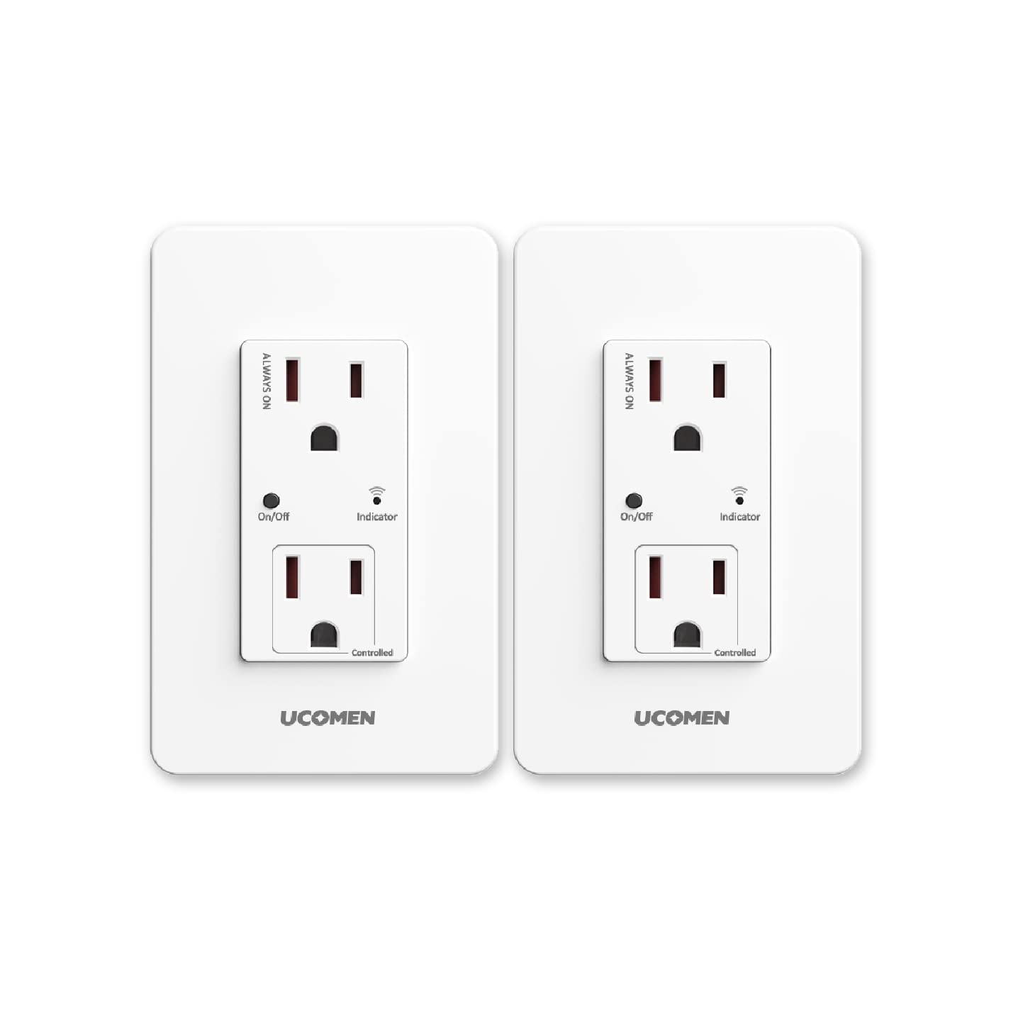 Photo 1 of UCOMEN Smart Power Wall Outlets WiFi Sockets W/ 2 Plug outlets Remote Controller Works with Tuya, Smart Home, Alexa, Google Home Requires 2.4 GHz Wi-Fi,2 pcs