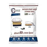 Vacuum Compressed Space Saver Storage Bags Set of 6 Medium 80 x 60cm. Extra Strong Double-Zip Seal and Triple Seal Turbo Valve for Ultra Compression | Ideal for Storing Clothes, Pillows, Curtains 7and Travelling (Pump NOT Included)