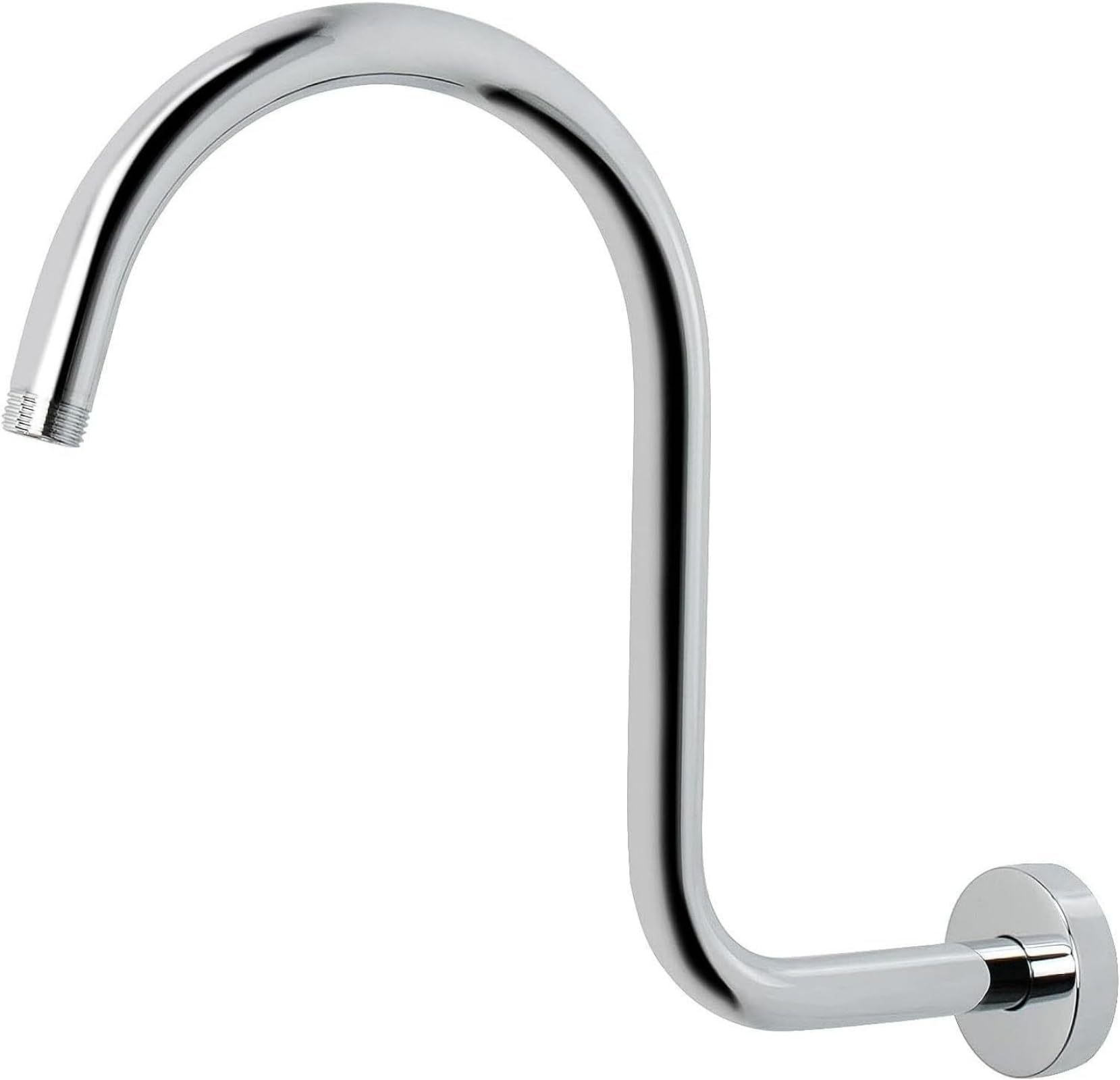 High Rise Shower Head Extension Arm with Flange S-Shaped Shower Head Extender Pipe for Rain Shower Waterfall Shower Standard 1/2" Connection Bathroom Accessory (Chorme Silver)…