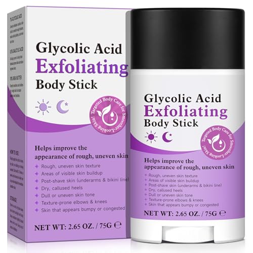 Glycolic Acid Exfoliating Body Stick 75g – With 7% Glycolic Acid & 0.5% Salicylic Acid, Helps Smooth Rough Skin, With Shea Butter, Gentle Body Exfoliation