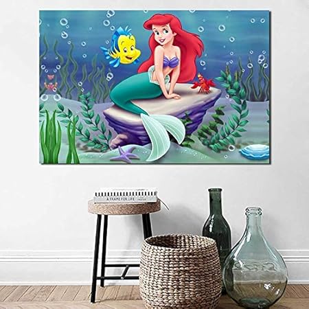 Yuanminglu Petite Belle Sirene Aventure Toile Impression Chambre Decoration De La Maison Moderne Peinture A L Huile Mur Art Affiche Photo Salon Hd Peinture Sans Cadre 60x90 Cm Amazon Fr Cuisine Maison