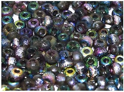 10 Grams (0,35 Ounces) (Approx. 190 Pieces) 6/0 (3,7-4,3mm) Czech Round Seed Beads with The Unique Etched Finish, Crystal Etched Magic Blue