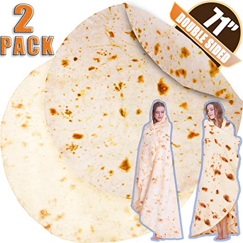 INNOCEDEAR 2 Pack Burritos Tortilla Blanket, Flour Tortilla Throw Blankets,Best Soft Novelty