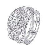 Newshe Bridal Set 2ct Round Cut White Cz 925 Sterling Silver Wedding Engagement Ring Set 5-12