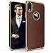 LOHASIC iPhone XR Case, Premium Leather Luxury Thin Slim Soft Flexible TPU Hybrid Bumper Non-Slip Grip Full Body Shockproof Protective Phone Cases Cover Compatible with iPhone XR (2018) 6.1inch -Brown