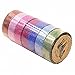 Wise Bird Decorate Mother's Day Gift Rainbow Glitter Sparkle Washi Masking Sticky Adhesive DIY Tape, School Class Office Birthday Notebook Arts & Crafts Gift Tape, 32ft/roll, Set of 7-G01