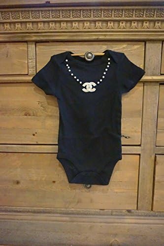 Handmade Newborn Baby Chanel Inspired Pearl Necklace inspired Onesie Bodysuit! Classic!