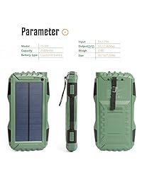 Elzle 25000mAh Cargador Solar, Banco de Energía Solar Dual USB Salida Batería Banco con Luz LED Fuerte al Aire Libre Teléfono Solar Batería Externa a a prueba de golpes Polvo para Teléfono, Tablet Cámara y más