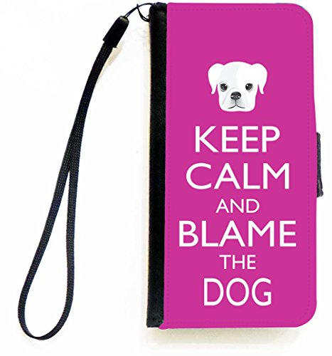 Rikki Knight Keep Calm and Blame the Dog - Pink Rose Color Flip Wallet iPhoneCa…