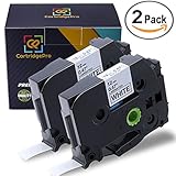 CartridgePro 2-Pack TZe231 Label Tape 12mm x 8m Black on White Standard Laminated Labels Replacement for Brother P-Touch Label Maker TZe-231, PT-H110, PT-D210, PT-D400AD, PT-D600 (1/2