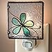 J Devlin Glass Art Flower Stained Glass Night Light, Turquoise Blue, Plug in nightlight for Bedroom/Bathroom/Stairway/Hallway Home Decor NTL 129-3