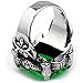 Men's Large Stainless Steel Crystal Dragon Claw Knight Cross Flower Gothic Vintage Ring, Silver Green Size 12