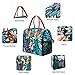 LOKASS Lunch Bag Cooler Bag Women Tote Bag Insulated Lunch Box Water-resistant Thermal Lunch Bag Soft Liner Lunch Bags with Wide-open (Blue Leaf)
