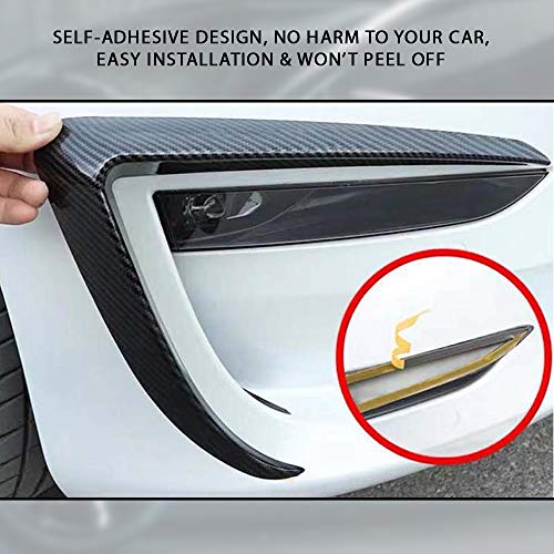 CoolKo Fog Light Eyebrow Cover Trim Frame Exterior Decoration Compatible with Model 3 - Carbon Fiber Pattern [ 1 Pair - Black ] - Thumbnail 6