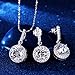 EVER FAITH 925 Sterling Silver CZ Gorgeous Round Cut Wedding Pendant Necklace Earrings Set