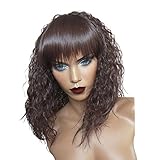 Namecute Curly Wig Ombre Black Mix Wine Red Synthetic Wig