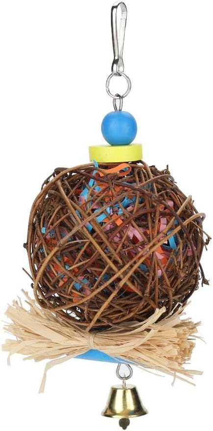Smandy Natural Bird Chewing Toys, Rattan Ball Cage Toy for Parrots Budgies, Cockatiels, Parakeets, Lovebirds, African Greys