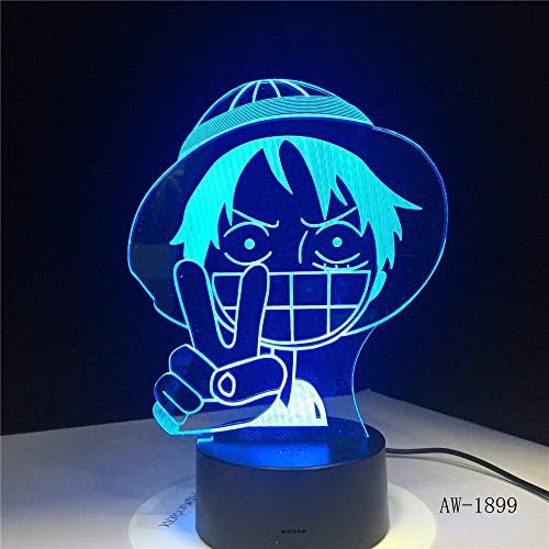 Lixiaoyuzz 3D Led Anime Luffy Modelling Night Light USB Lamp 7 Colors Changing Home Decor Light Fixtures-Touch & Remote [Energy Class A+]