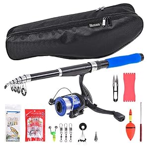 Lixada Télescopique Canne À Pêche, Moulinet De Pêche Combiné Et Spinning Reel Set Baits Crochets Sac De Pêche Kit Attirail De Pêche Set Pour Voyage, Océan, Pêche En Eau Douce Ou Eau Salée
