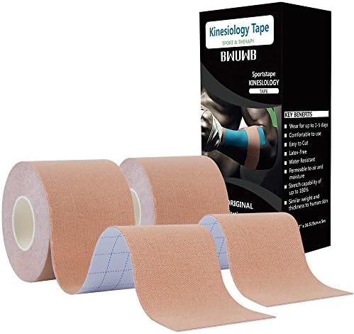 Kinesiology Tape (2 Pack) , 2" X 16.5' Roll Uncut, Best Waterproof Muscle Support Adhesive, Physio Therapeutic Aid Taping for Knee, Shoulder, Elbow and More (Beige Beige)