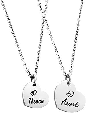 aunt and niece heart necklace