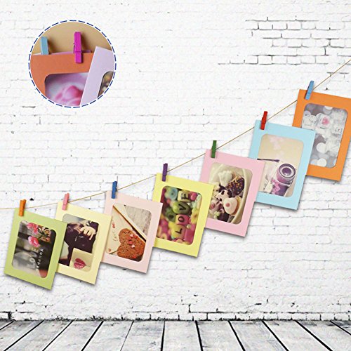 Paper Photo Flim Album Frame Wall Hanging Picture Wall Deco DIY Paper Photo Frame with Mini Clothespins and Rope 4