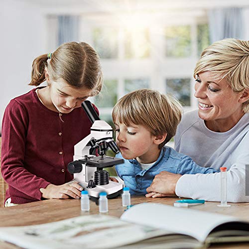 Microscope for Kids and Students-40X-640X Magnification Dual LED Illumination Lab Compound Monocular Microscopes-with 16X Eyepiece Smartphone Digiscoping Adaptor for Observing Capturing and Sharing