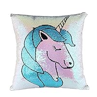 MetaView Reversible Sequins Unicorn Throw Pillow Case,Magic Shining Sequin Color Chaning Throw Pillow Cover Home Sofa Couch Bed Decorative Cushion Covers 16"x16"(only Pillowcase)